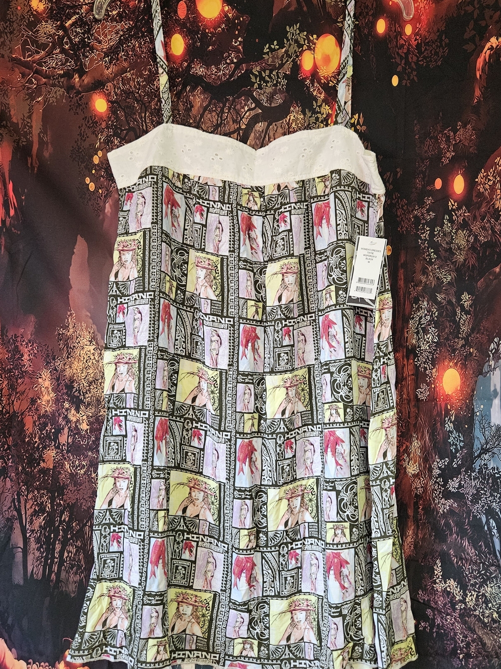 Hinano Tahiti Graphic Print Sundress with Eyelet Bust